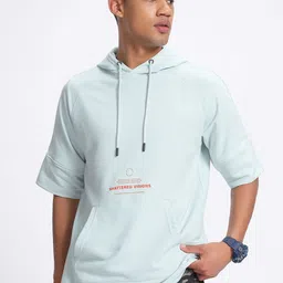 glitchez Typo Thrills Drop-Shoulder Sleeves Oversized Fleece Hooded Sweatshirt image 2