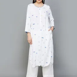 Melange by Lifestyle White Printed Straight Kurta-image-19