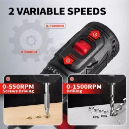 Voltz Cordless Electric Tool Kit 21V Drill Driver with 2pcs Battrey & Carry Case with 23 Piece DIY Accessory Kit image 4