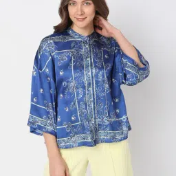 Vero Moda Blue Printed Shirt-image-72