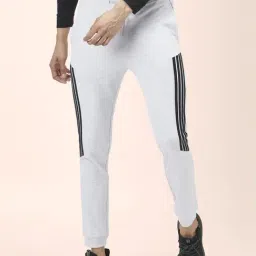 Ajile by Pantaloons Grey Melange Cotton Slim Fit Striped Joggers-image-58