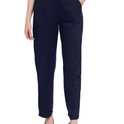PATRORNA Navy Mid Rise Relaxed Fit Modern Trousers-picture-12