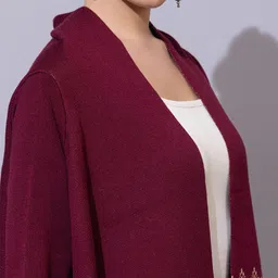 Anouk Maroon Ethnic Motifs Printed Open Front Shrug image 2