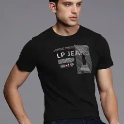 Louis Philippe Jeans Black Cotton Slim Fit Printed T-Shirt-picture-31