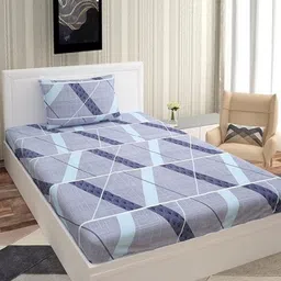 METRO LIVING Lavender 140 TC Single Bedsheet with 1 Pillow Covers-image-82