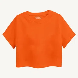 Guugly Wuugly Pure Combed Cotton Half Sleeves Solid Skin Friendly Crop Top - Orange-picture-28