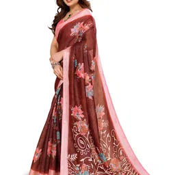 Moda Rapido Floral Printed Zari Saree image 2