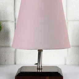 Devansh Cotton Square Brown Wood Table Lamp - Grey image 2