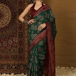 Saree mall Floral Silk Blend Ikat Sarees-picture-16