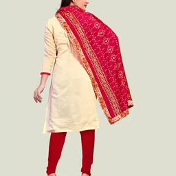 Maroosh Floral Printed Chanderi Unstitched Dress Material image 3