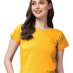 NOTWILD Women Solid Round Neck Cotton Boxy T-shirt-picture-29