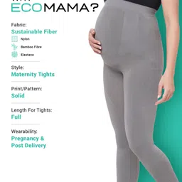 ECOMAMA Super Soft Bamboo Fibre Antimicrobial Seamless Maternity Legging - Grey image 4