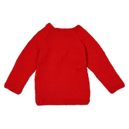Shilpshakti Full Sleeve Solid   Handmade Side Button Cardigan Sweater - Red image 4