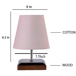 Devansh Cotton Square Brown Wood Table Lamp - Grey image 3