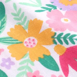 Babyhug Cotton Knit Frill Sleeves Top with Floral Print - White image 3