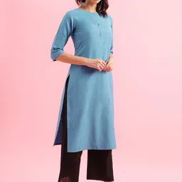 KALINI Round Neck Straight Kurta image 3