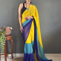 Mitera Colourblocked Ready to Wear Pure Georgette Saree image 4
