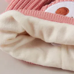 Babyhug  Pom Pom  Acrylic Woollen Cap Bear Design Large Size - Pink image 5