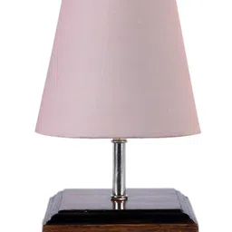 Devansh Cotton Square Brown Wood Table Lamp - Grey image 5