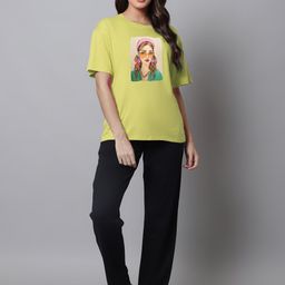 Kanvin Women Pure Cotton Graphic Printed Night suit-picture-15