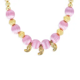 AKSHARA Girls Gold-Toned & Rose Synthetic Handcrafted Necklace image 1