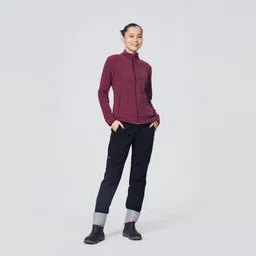quechua Women Sweater Full-Zip Fleece for Hiking MH100 Grape image 5