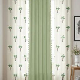 Urban Space Green Cotton Classic Curtains for Window - Set of 3-picture-23
