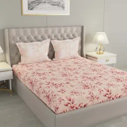 Raymond Home Red Cotton 144 TC King Bedsheet with 2 Pillow Covers-picture-12