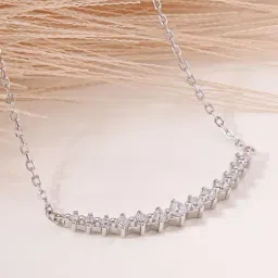 Touch925 Silver Curved Stone Bar Chain Necklace for Women-picture-39