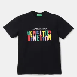 United Colors of Benetton Kids Black Cotton Printed T-Shirt-picture-19