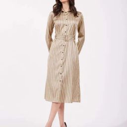 Fablestreet Beige Striped A-Line Dress-picture-47
