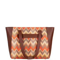 ZOUK Beige Printed Large Tote Handbag image 3