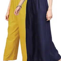 N-Gal Multicolor Flared Fit Palazzos (Pack Of 2)-picture-10