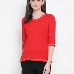 Clovia Red Cotton T-Shirt-picture-38