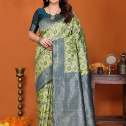 Vastravatika Ethnic Motifs Zari Art Silk Handloom Banarasi Saree-picture-36