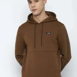 American Eagle Brown Regular Fit Self Pattern Hooded Sweatshirts-image-11