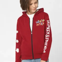 Jack & Jones Junior Maroon Printed Full Sleeves Hoodie-picture-37