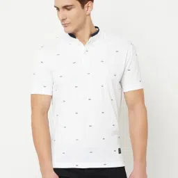 Cantabil White Cotton Regular Fit Printed T-Shirt-image-92