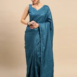 Saree Mall Blue Silk Embellished Saree With Unstitched Blouse-picture-34