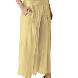 PATRORNA Gold Loose Fit Mid Rise Palazzos image 3