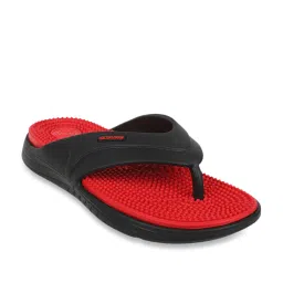 Carlton London Men's Jet Black & Red Flip Flops image 3