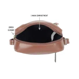 Baggit Brown PVC Solid Cross Body Bag image 3