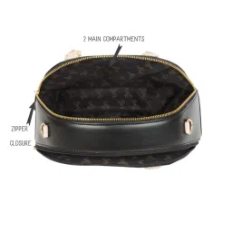 Baggit Black PVC Solid Bowler Handbag image 3