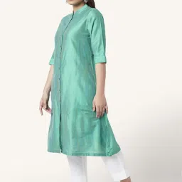 Rangmanch by Pantaloons Green Printed A Line Kurta image 3
