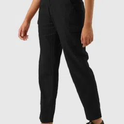 IVOC Black Relaxed Fit Mid Rise Trousers image 3