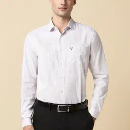 Allen Solly White Slim Fit Striped Shirt-image-22