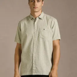 Louis Philippe Beige Cotton Slim Fit Printed Shirt-picture-42