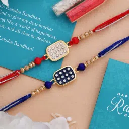 Voylla Set of 2 Rectangle CZ Embellished Thread Rakhi image 5