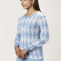 Annabelle by Pantaloons Blue Jacquard Pattern Sweater image 3