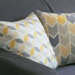 Elementary Yellow & Grey Polyester Cushion Covers - Set of 6 image 2
